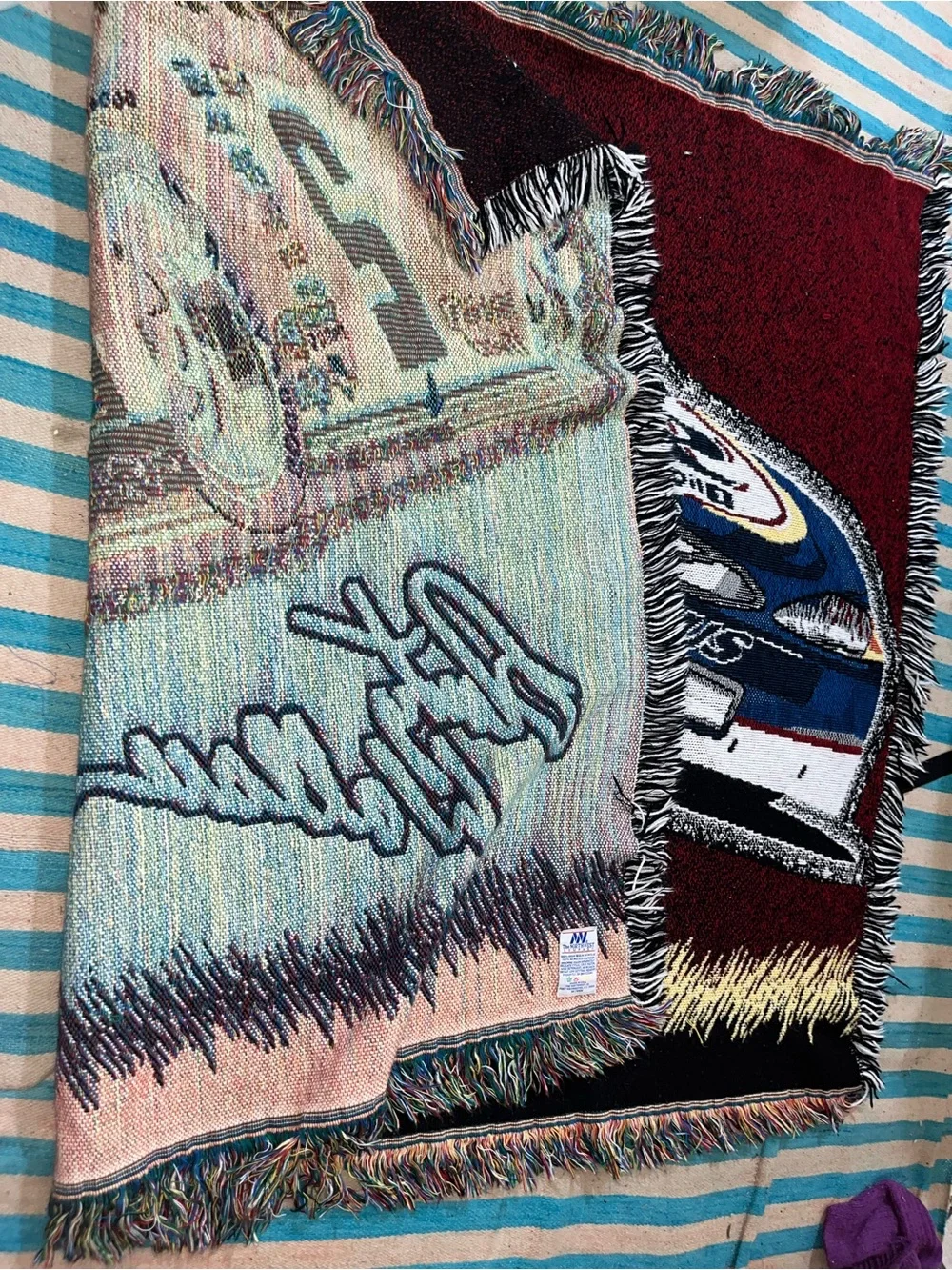vintage Rusty Wallace #2 Blue Deuce NASCAR woven tapestry throw blanket race car